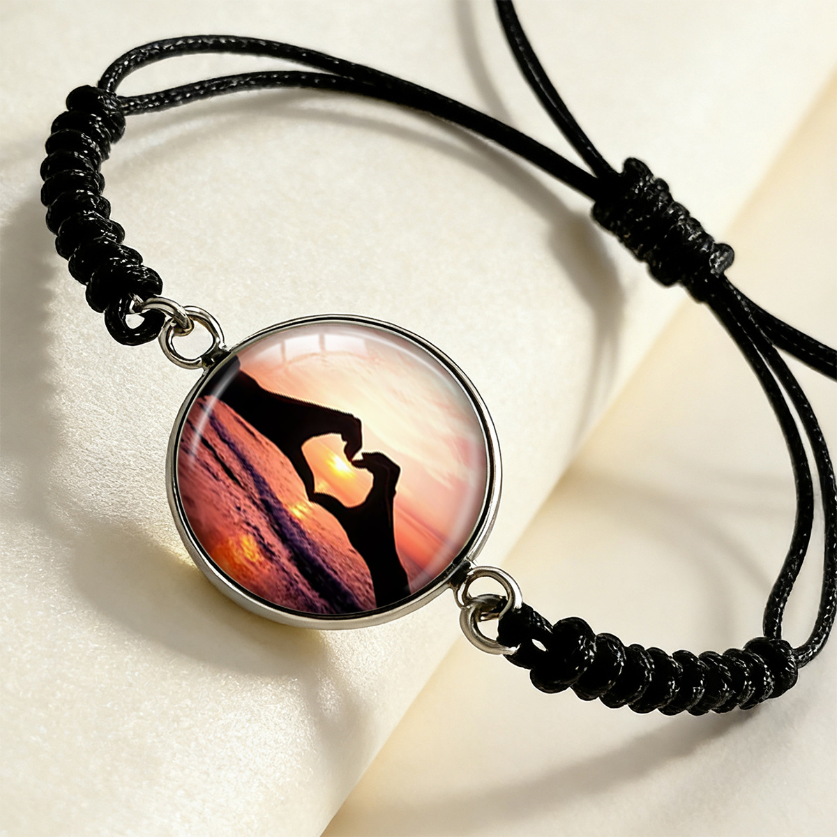 Sunset Heart Silhouette Bracelet, Romantic Couple's Gift